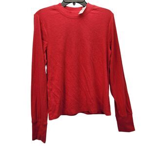 GAP Women's Ribbed Crew Neck Long sleeve T-Shirt Red Size: Large NWT